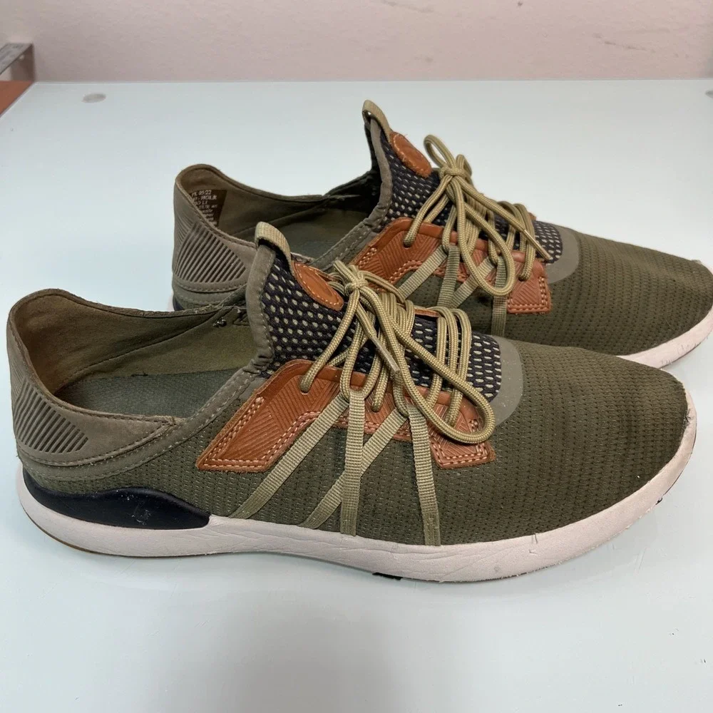 OluKai Mio‎ Li Men's 13 Olive Mesh Sneakers Comfort Casual Walking Shoes